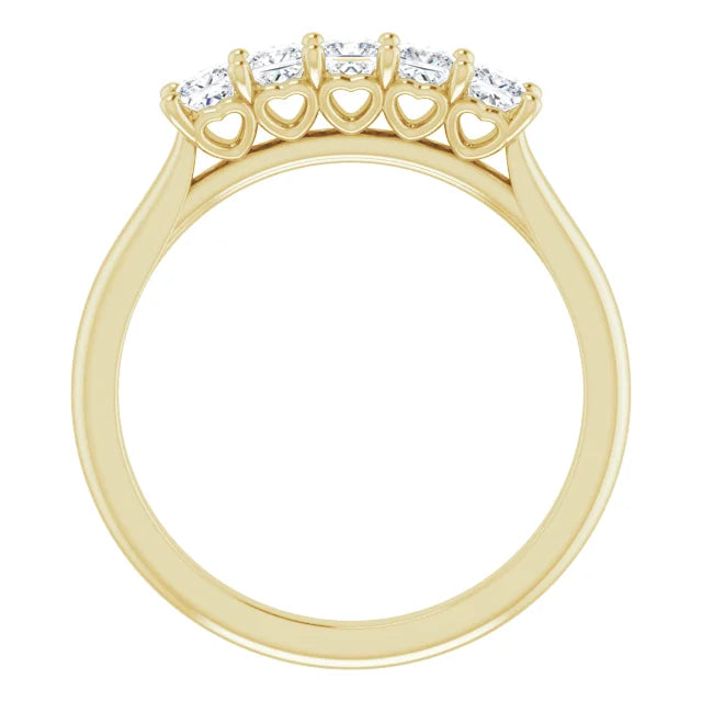 Five Stone Princess Cut Moissanite Anniversary Band