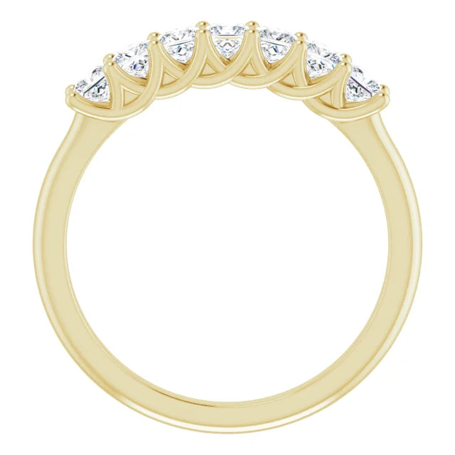 Seven Stone Princess Cut Moissanite Anniversary Band
