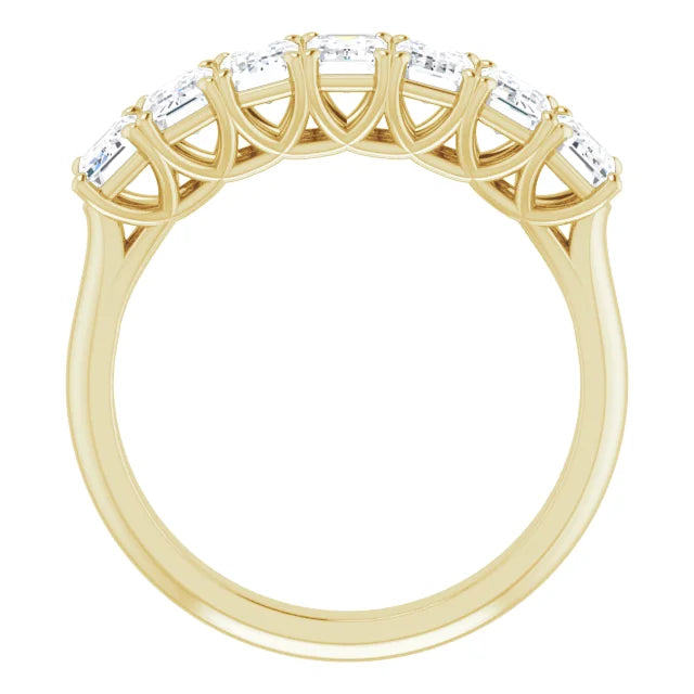 Seven Stone Emerald Cut Moissanite Anniversary Band