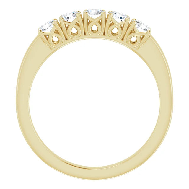 Five Stone Round Brilliant Moissanite Anniversary Band