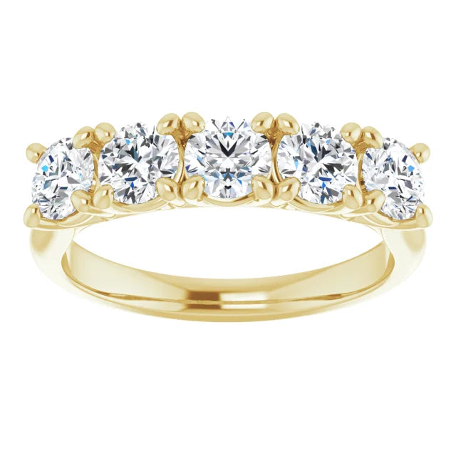 Five Stone Round Brilliant Moissanite Anniversary Band