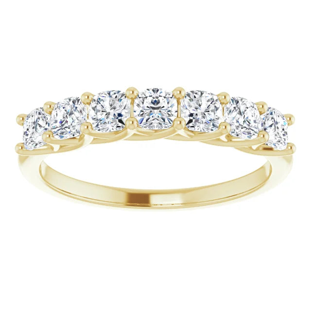 Seven Stone Cushion Cut Moissanite Anniversary Band