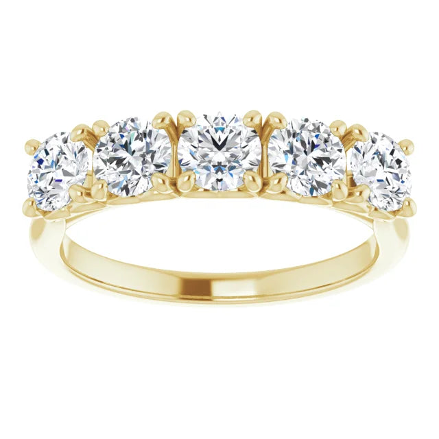 Five Stone Round Brilliant Moissanite Anniversary Band