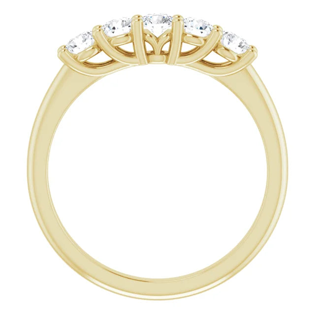 Five Stone Round Brilliant Moissanite Anniversary Band