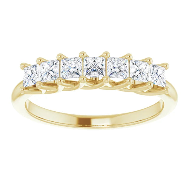 Seven Stone Princess Cut Moissanite Anniversary Band