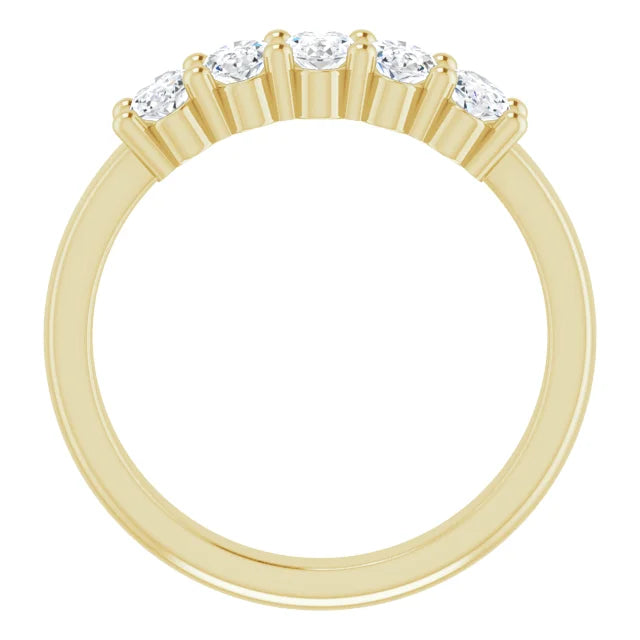 Five Stone Oval Cut Moissanite Anniversary Band
