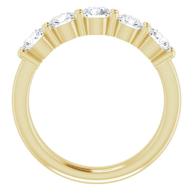 Five Stone Round Brilliant Moissanite Anniversary Band