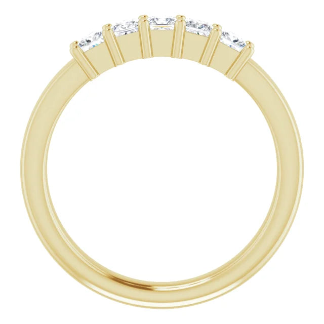 Five Stone Princess Cut Moissanite Anniversary Band