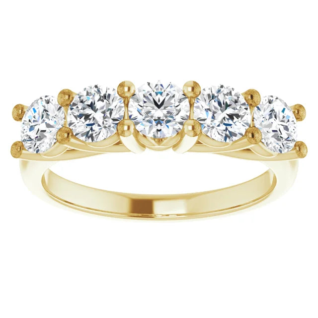 Five Stone Round Brilliant Moissanite Anniversary Band