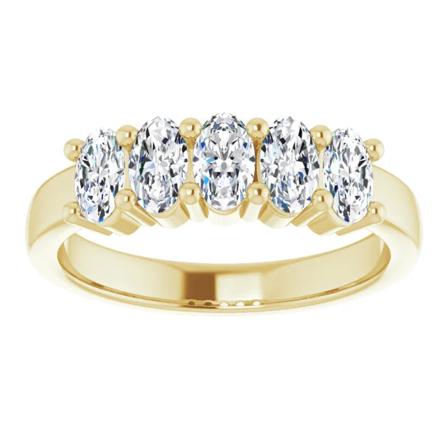 Five Stone Oval Cut Moissanite Anniversary Band