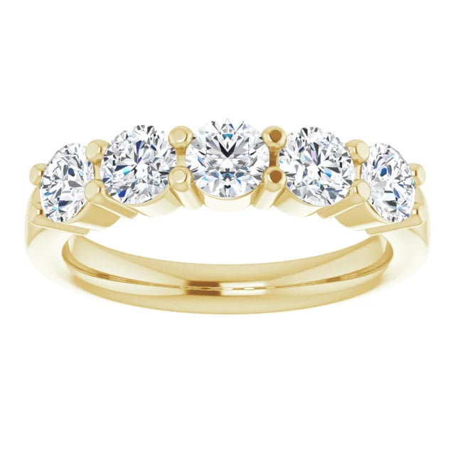Five Stone Round Brilliant Moissanite Anniversary Band