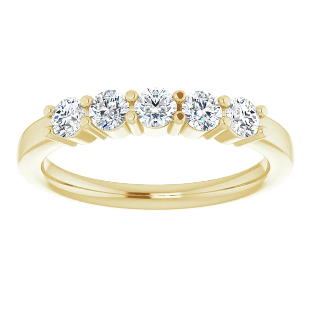 Five Stone Round Brilliant Moissanite Anniversary Band