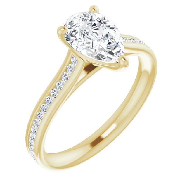 Pear Diamond Band Engagement Ring
