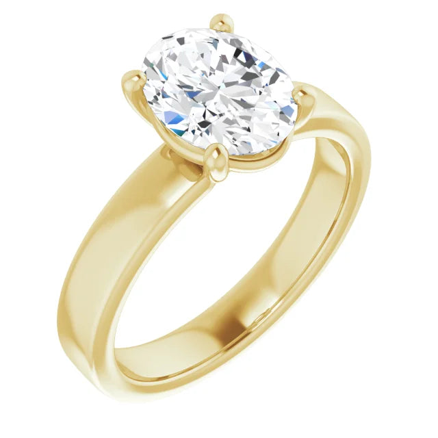 Oval Wide Band Solitaire Engagement Ring