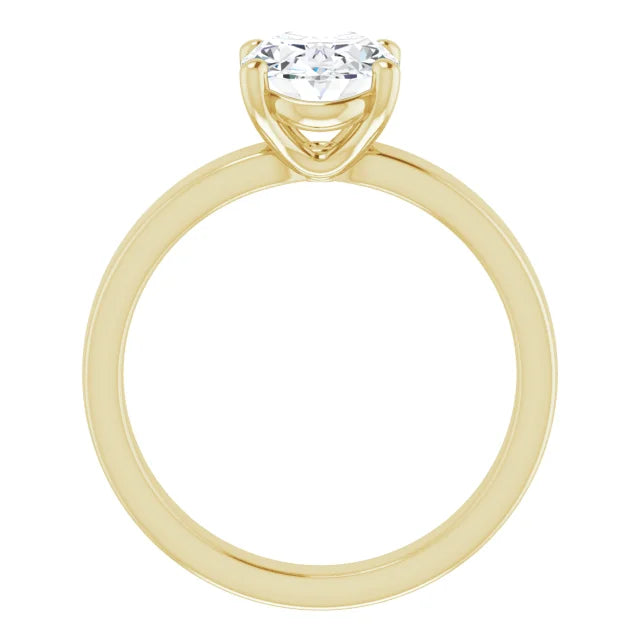 Oval Wide Band Solitaire Engagement Ring