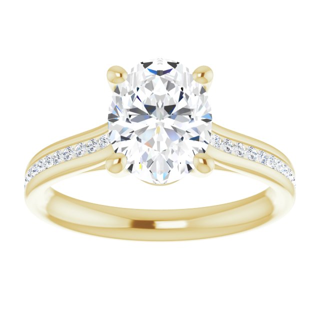 Oval Diamond Band Engagement Ring