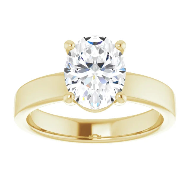 Oval Wide Band Solitaire Engagement Ring