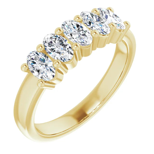 Five Stone Oval Cut Moissanite Anniversary Band
