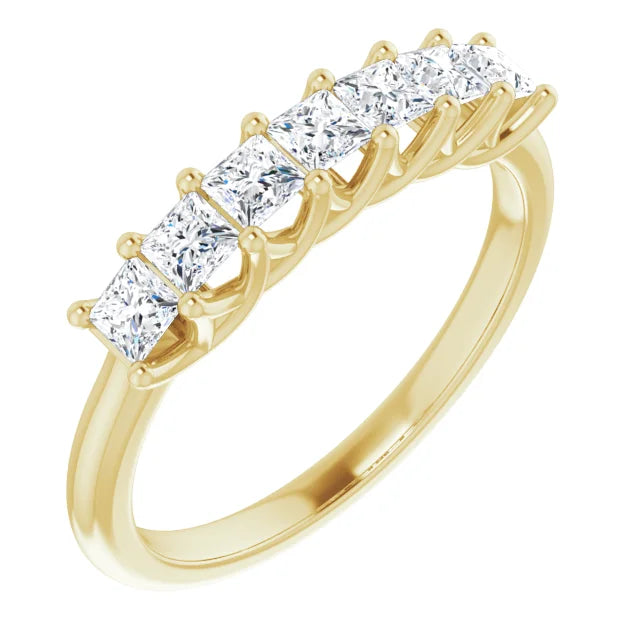 Seven Stone Princess Cut Moissanite Anniversary Band