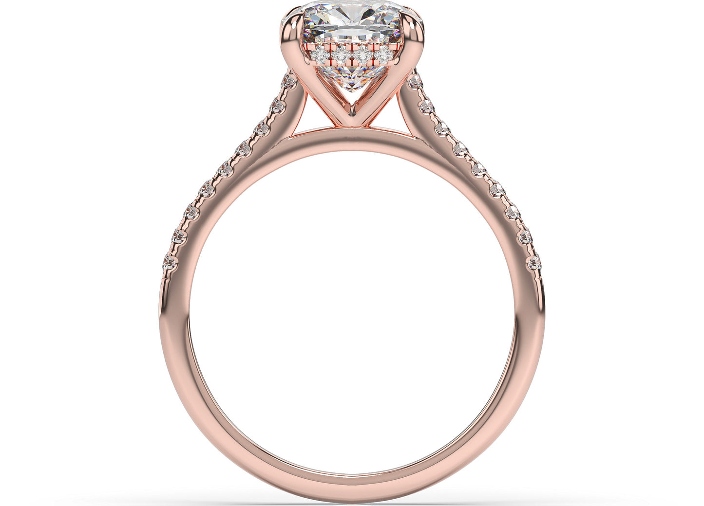 Cushion Rose Gold Hidden Halo Moissanite Engagement Ring