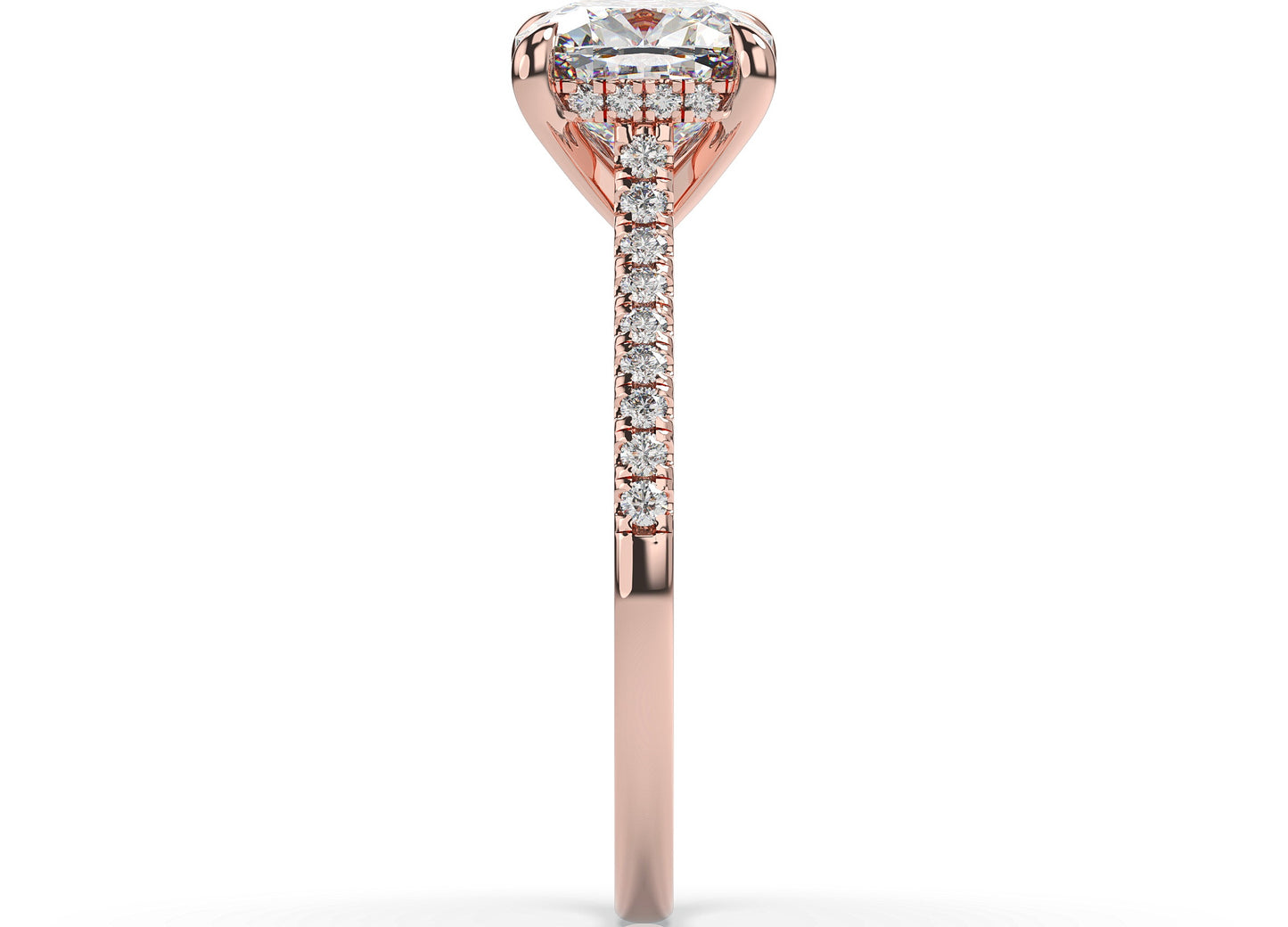 Cushion Rose Gold Hidden Halo Moissanite Engagement Ring