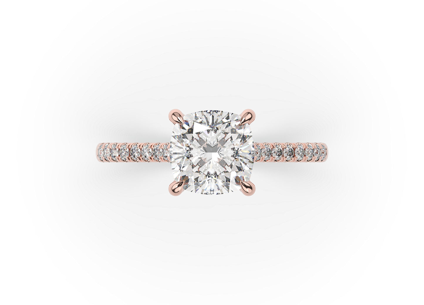 Cushion Rose Gold Hidden Halo Moissanite Engagement Ring