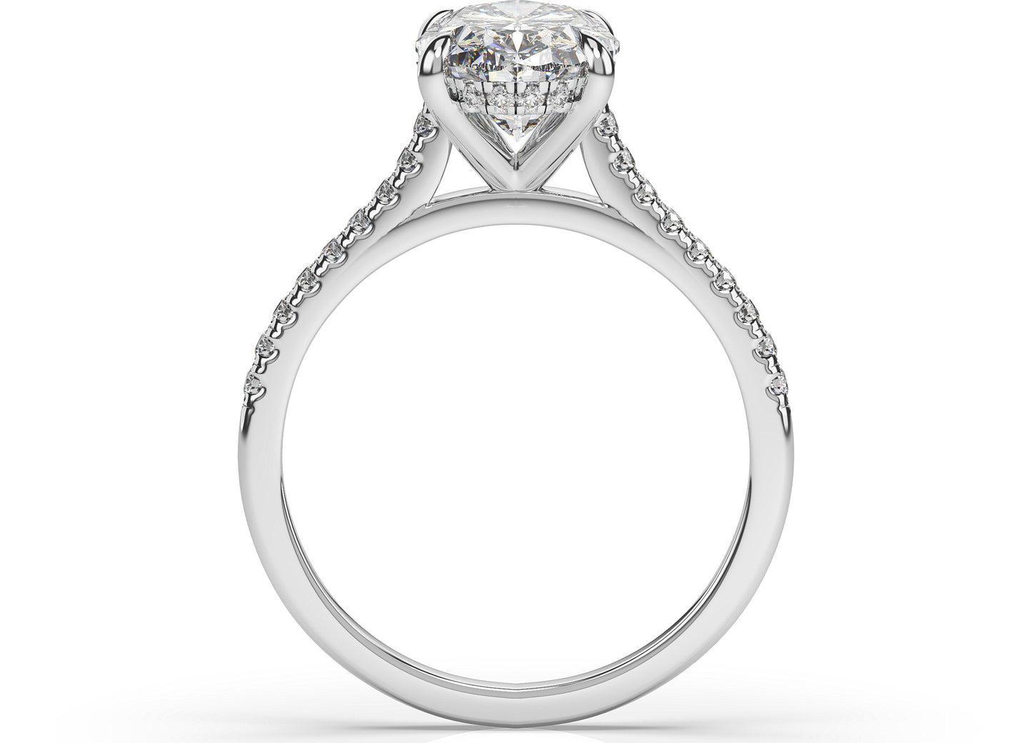 Oval White Gold Hidden Halo Moissanite Engagement Ring