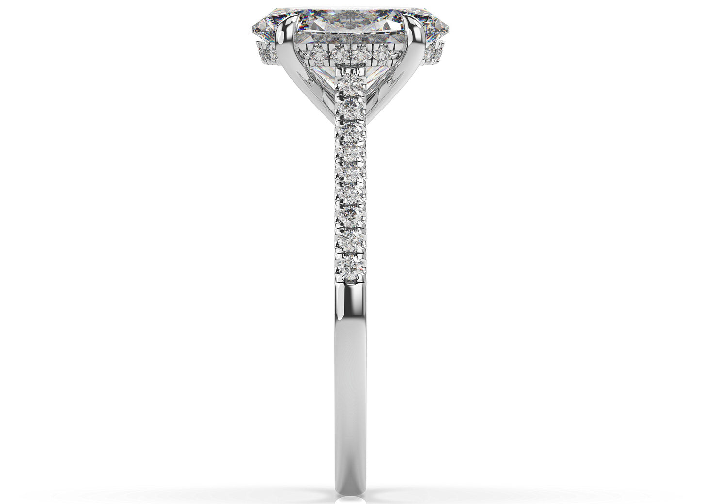 Oval White Gold Hidden Halo Moissanite Engagement Ring