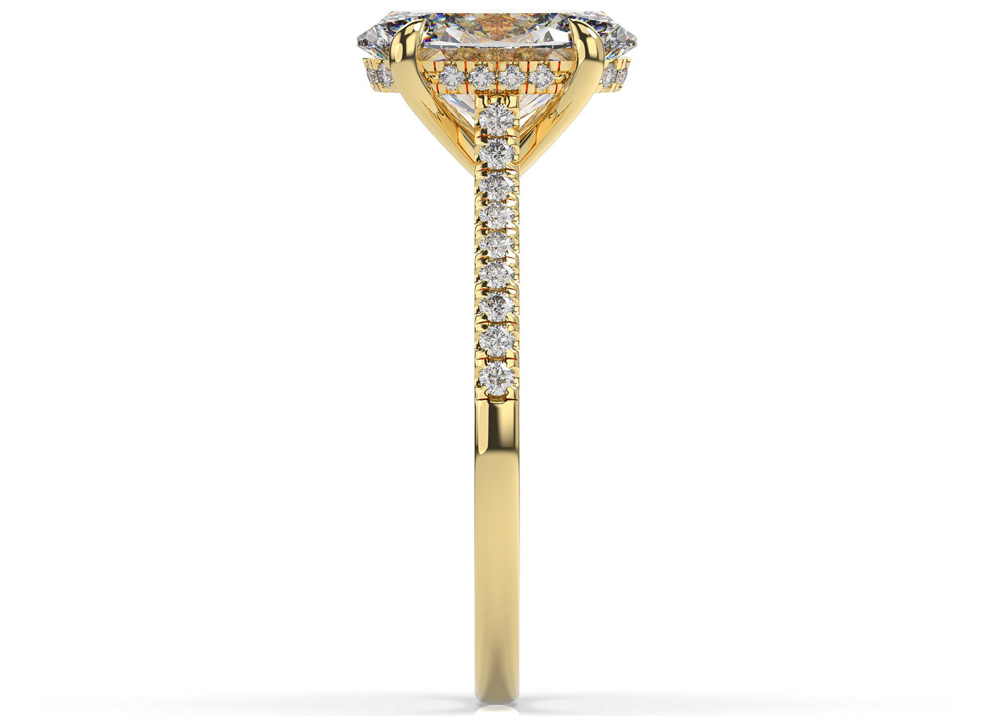 Oval Yellow Gold Hidden Halo Moissanite Engagement Ring