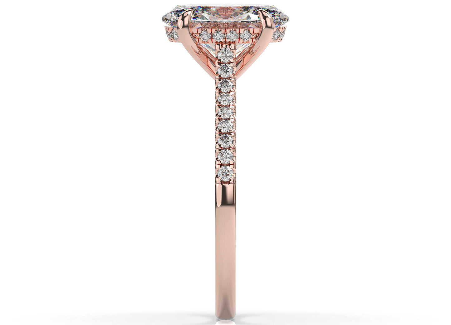 Oval Rose Gold Hidden Halo Moissanite Engagement Ring
