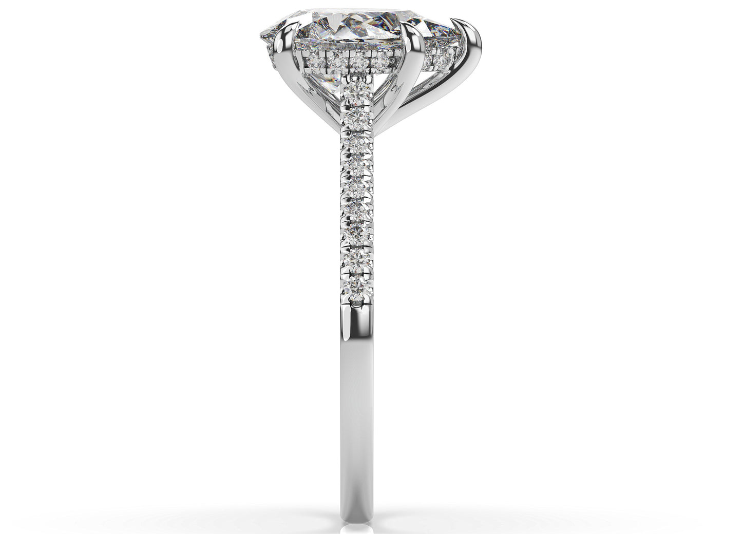 Pear White Gold Hidden Halo Moissanite Engagement Ring
