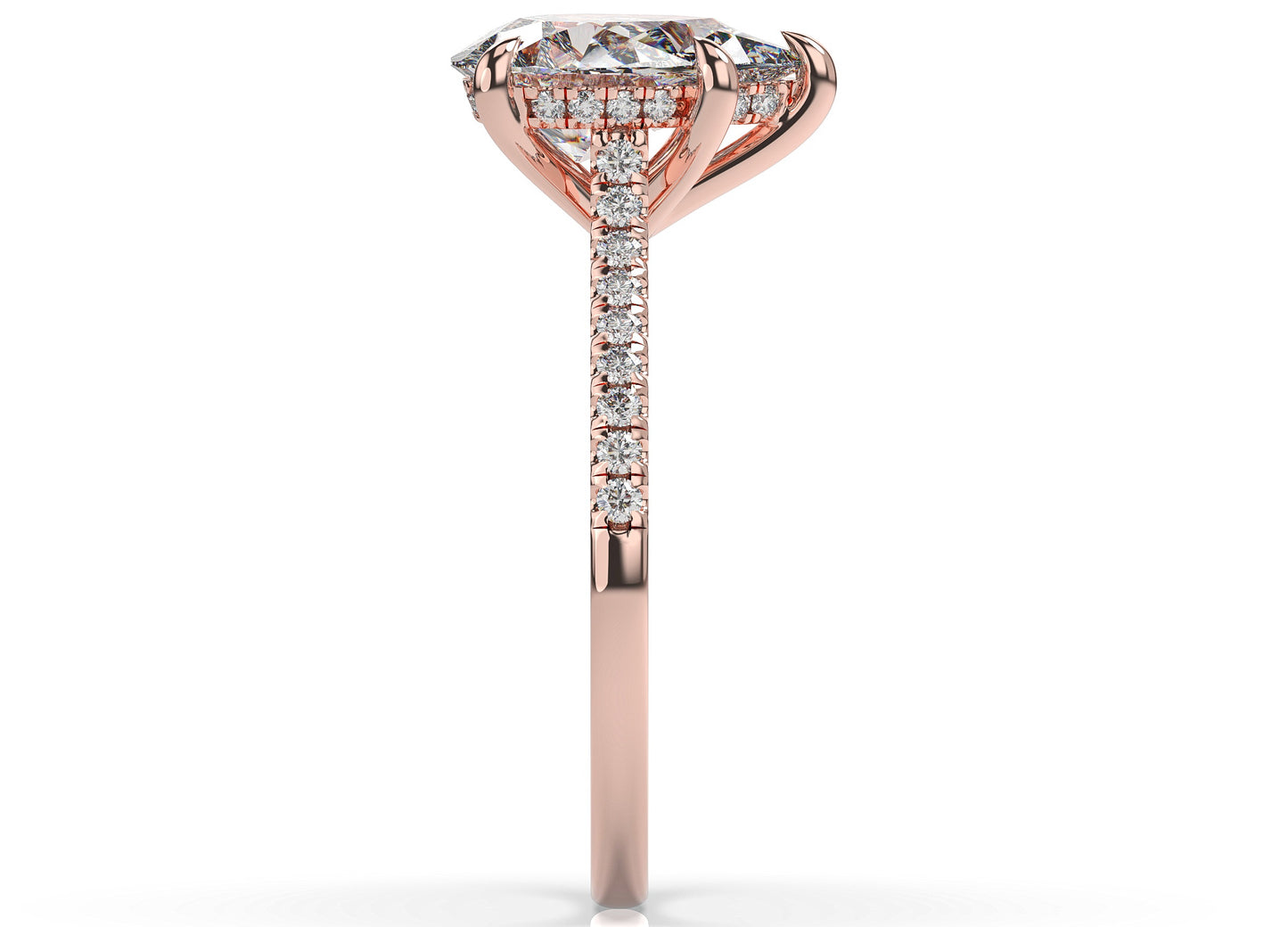 Pear Rose Gold Hidden Halo Moissanite Engagement Ring