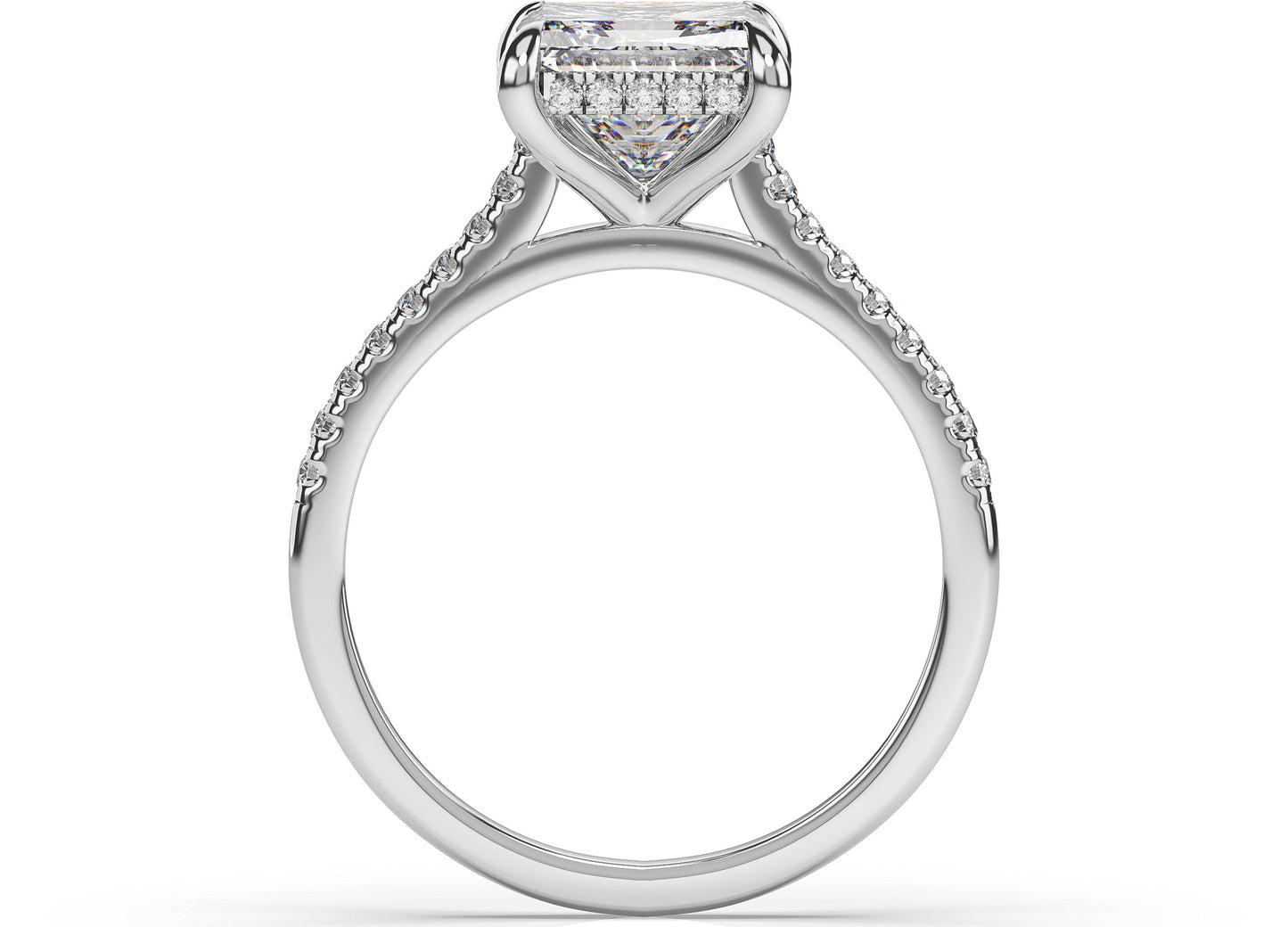 Princess White Gold Hidden Halo Moissanite Engagement Ring