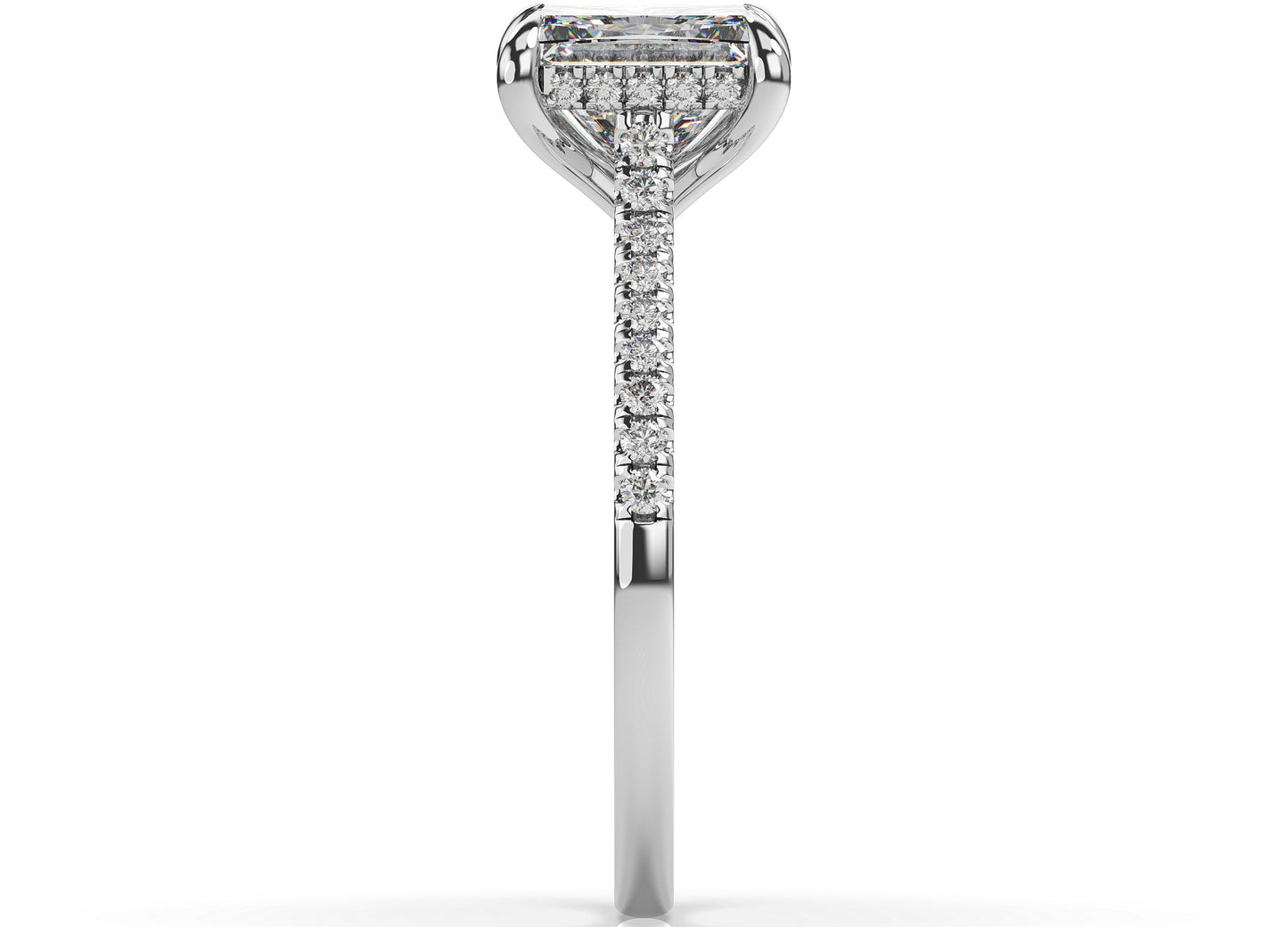 Princess White Gold Hidden Halo Moissanite Engagement Ring