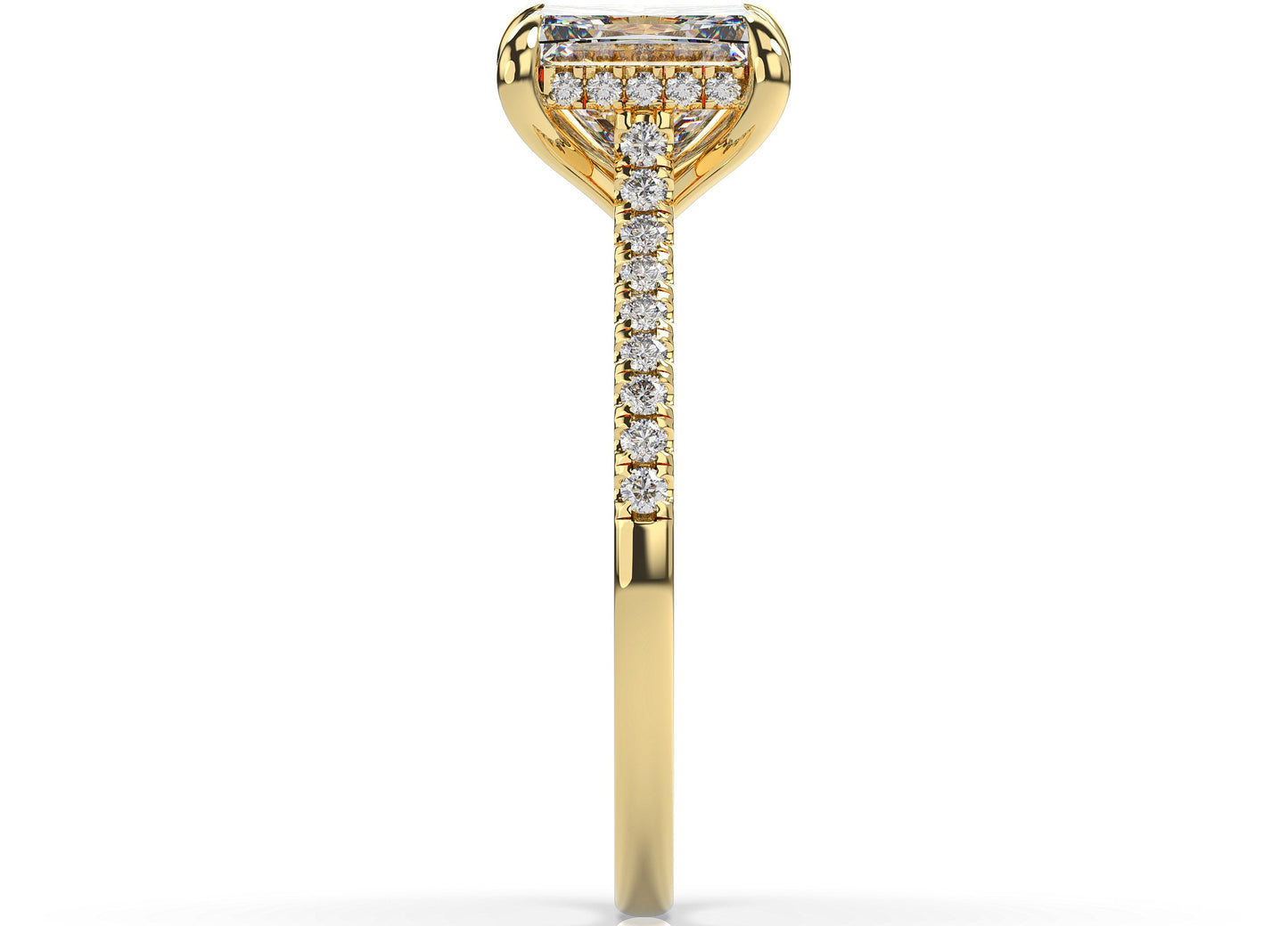 Princess Yellow Gold Hidden Halo Moissanite Engagement Ring