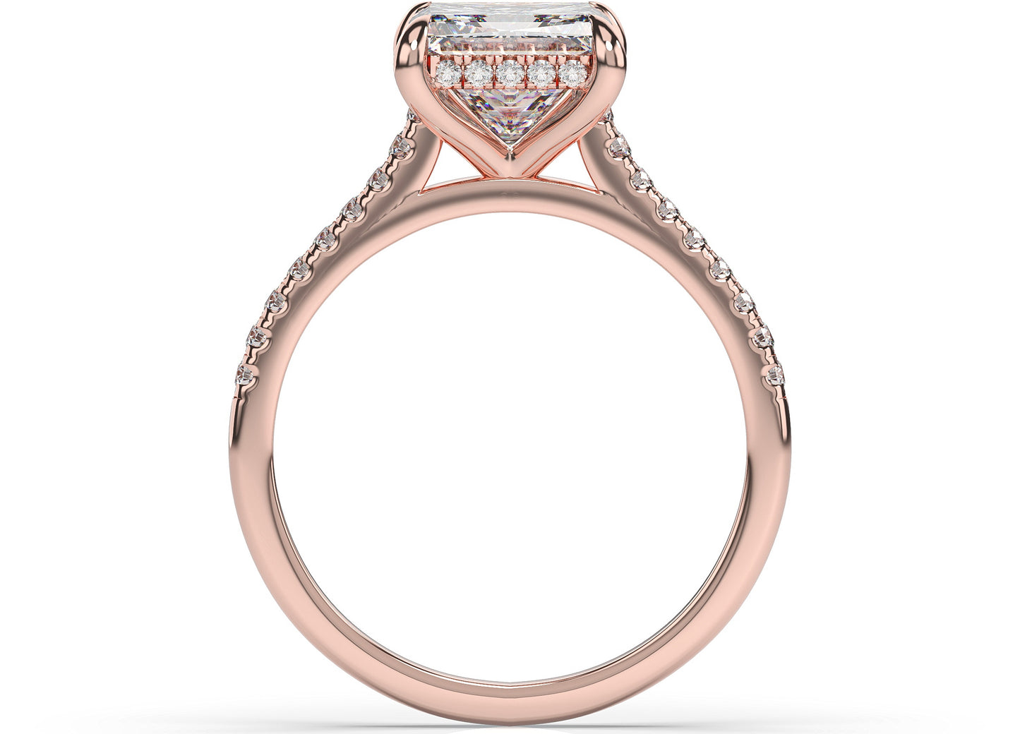 Princess Rose Gold Hidden Halo Moissanite Engagement Ring