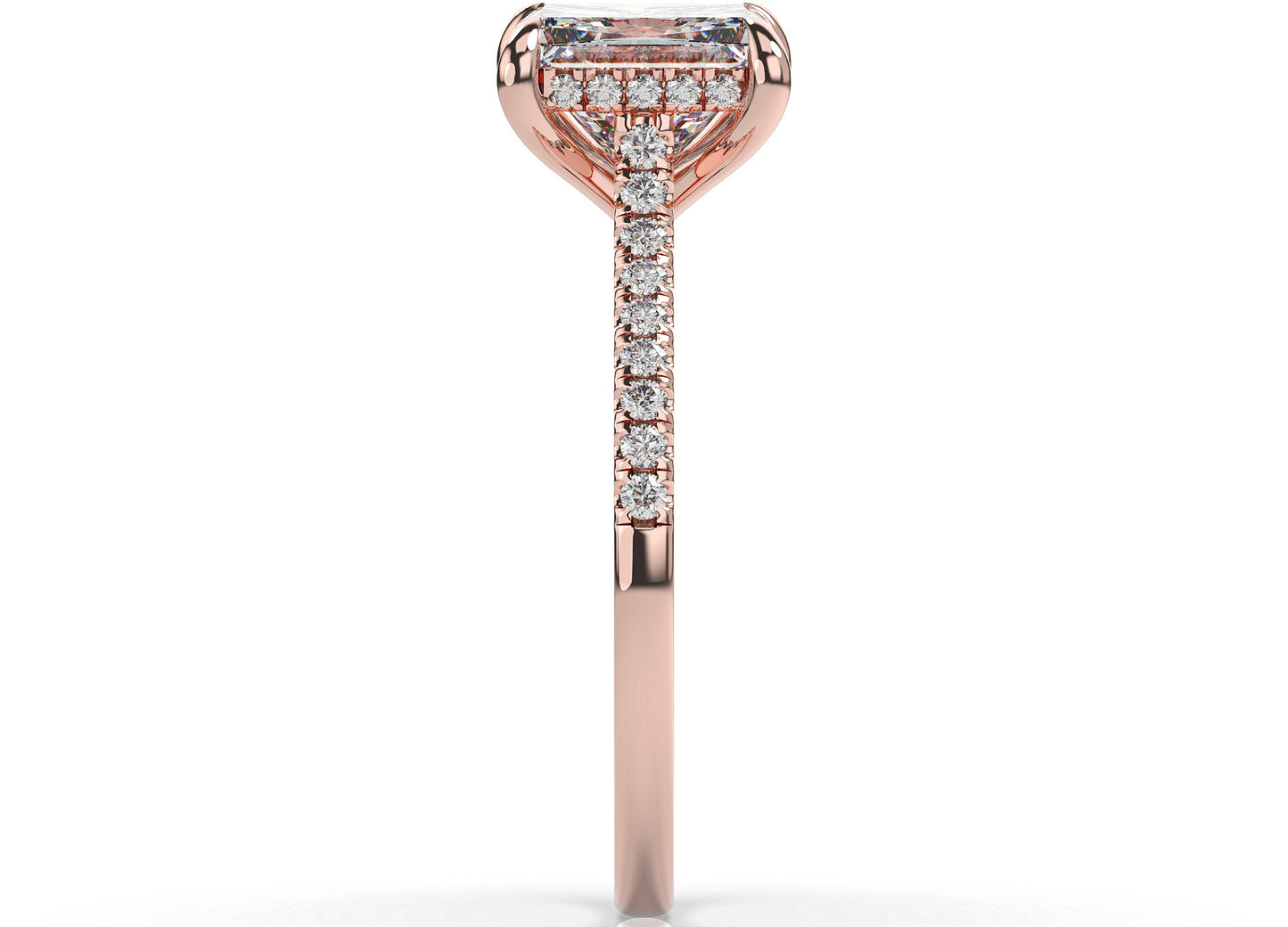 Princess Rose Gold Hidden Halo Moissanite Engagement Ring