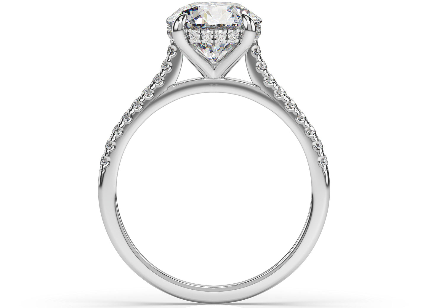 Round Brilliant White Gold Hidden Halo Moissanite Engagement Ring