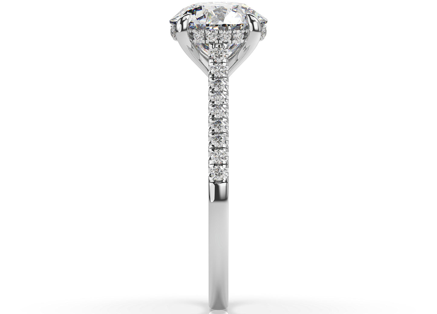 Round Brilliant White Gold Hidden Halo Moissanite Engagement Ring