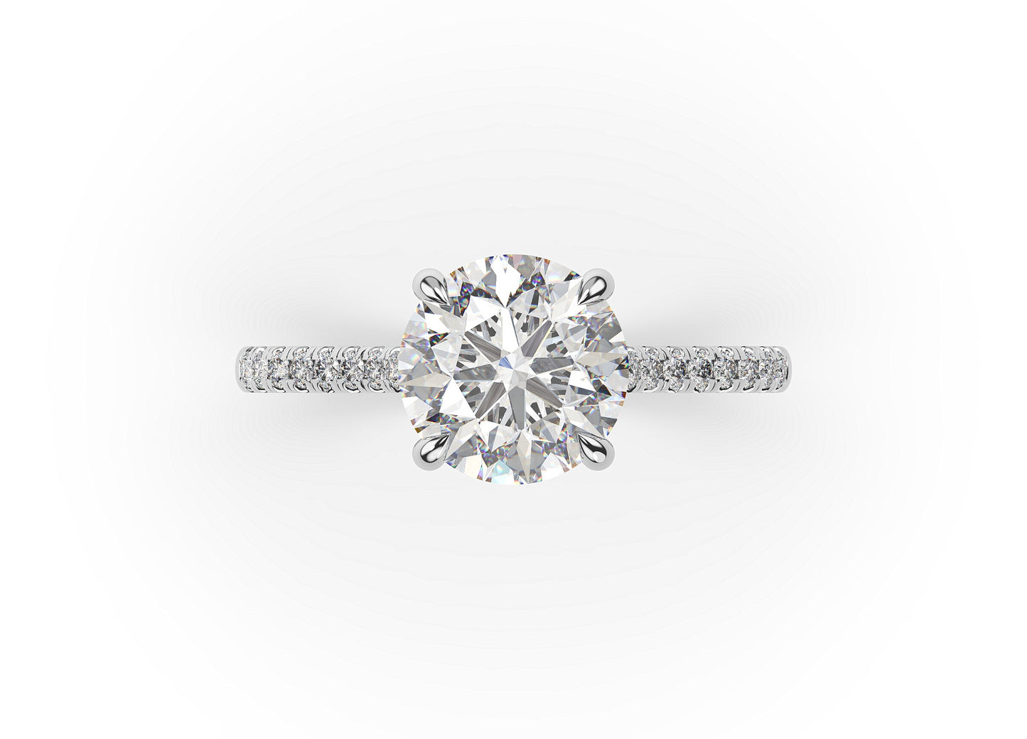 Round Brilliant White Gold Hidden Halo Moissanite Engagement Ring