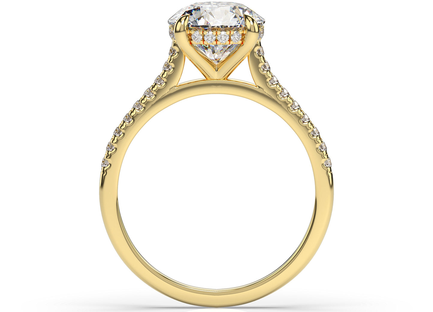 Round Brilliant Yellow Gold Hidden Halo Moissanite Engagement Ring