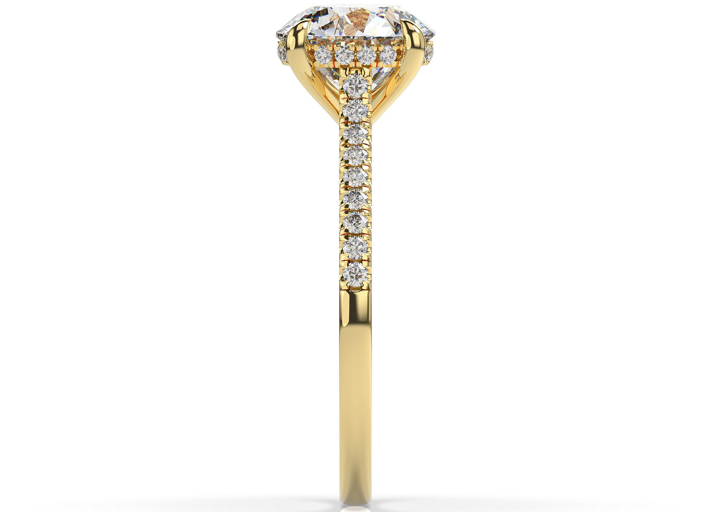 Round Brilliant Yellow Gold Hidden Halo Moissanite Engagement Ring