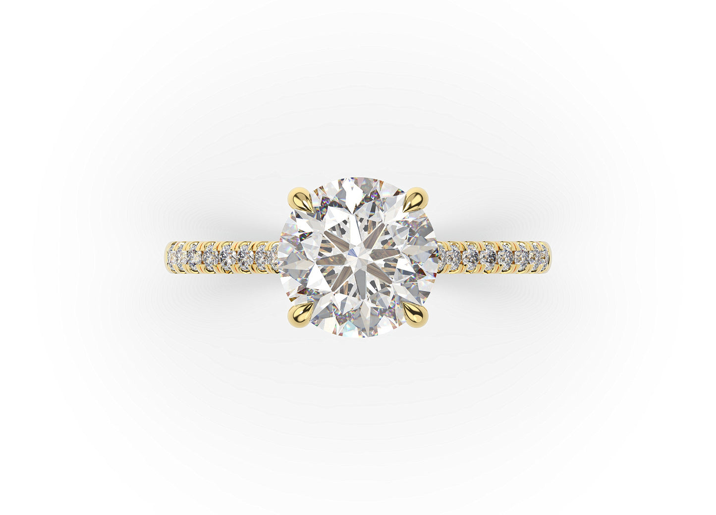 Round Brilliant Yellow Gold Hidden Halo Moissanite Engagement Ring