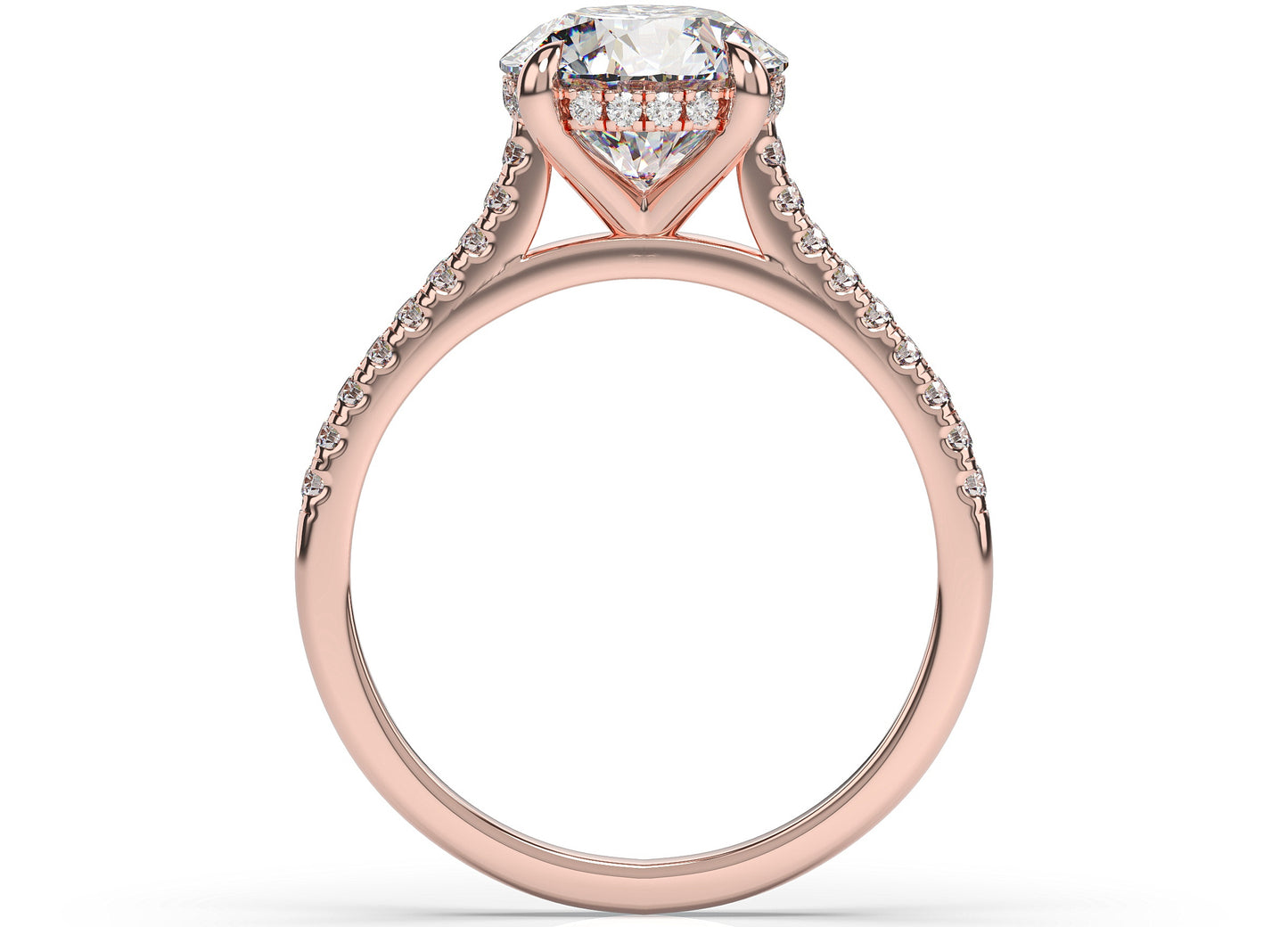 Round Brilliant Rose Gold Hidden Halo Moissanite Engagement Ring