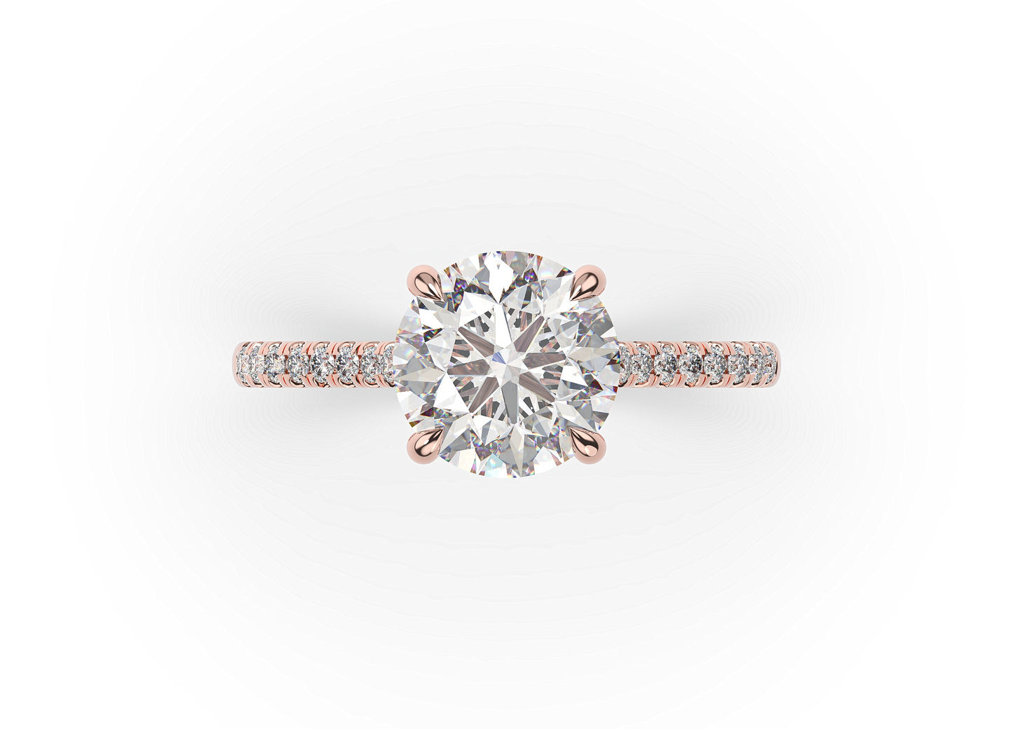 Round Brilliant Rose Gold Hidden Halo Moissanite Engagement Ring