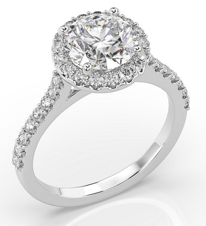 Round Brilliant White Gold Halo Moissanite Engagement Ring 