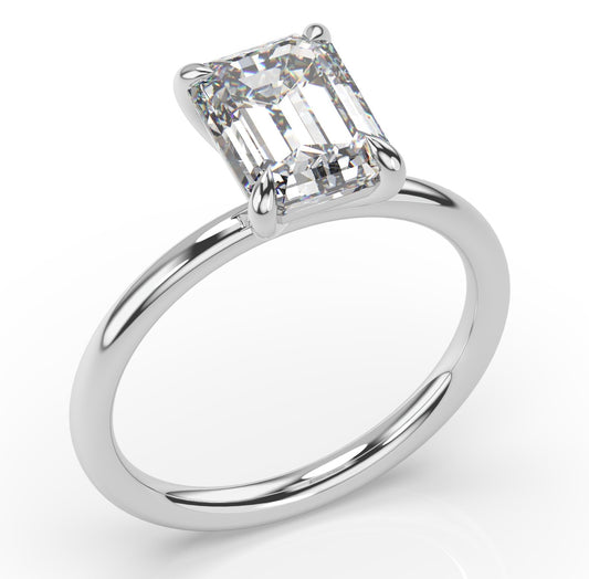 Emerald White Gold Four Claw Solitaire Moissanite Engagement Ring