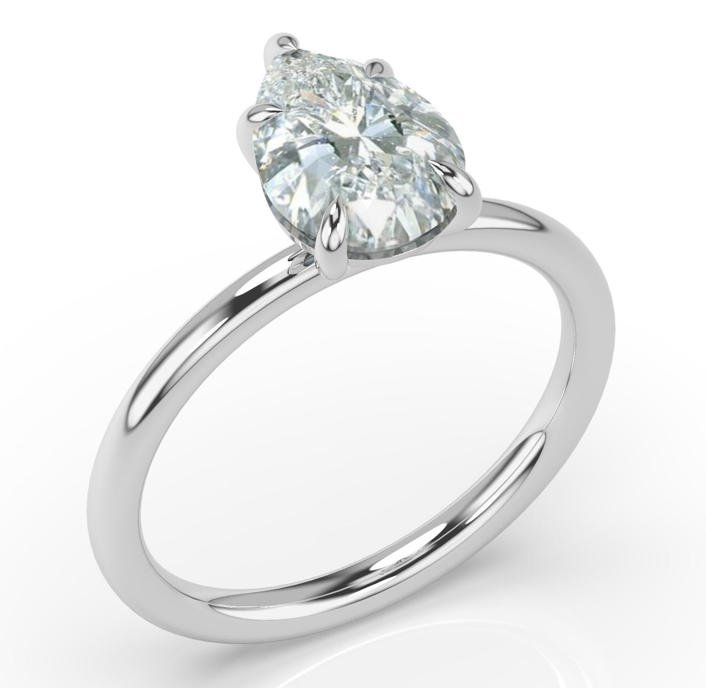 Pear White Gold Four Claw Solitaire Moissanite Engagement Ring