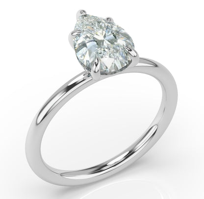 Pear White Gold Four Claw Solitaire Moissanite Engagement Ring