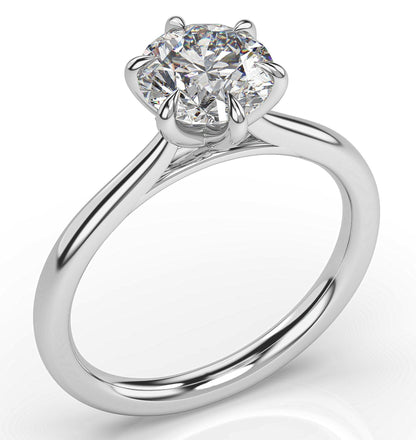 Round Brilliant White Gold Six Claw Solitaire Moissanite Engagement Ring 
